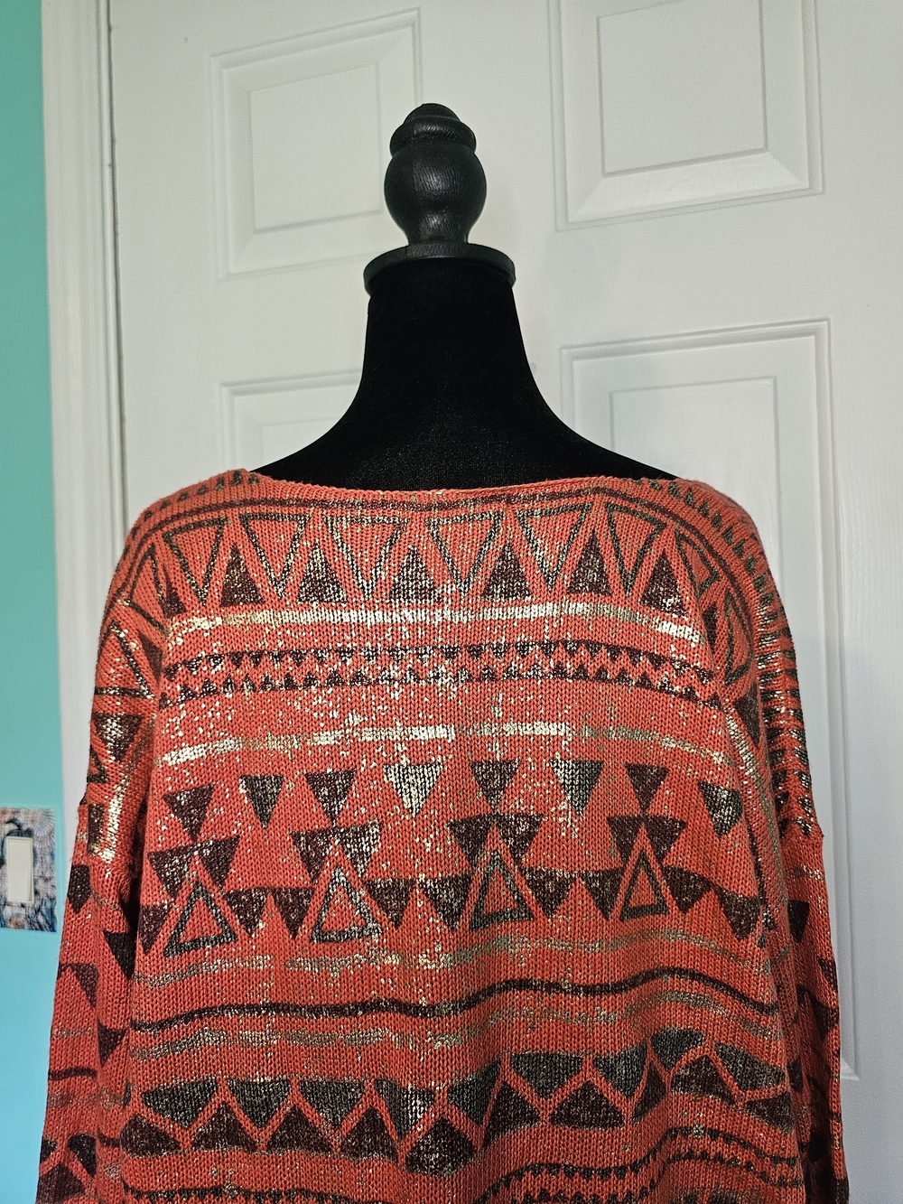 AVALIN Coral Aztec Knit Sweater Women's Size L - Picture 6 of 10
